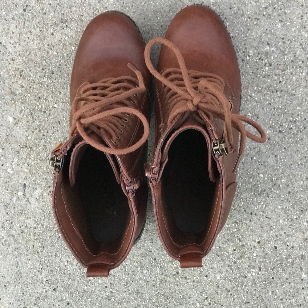 2 left! Soda tan Malia lace-up heeled combat Boots - Picture 5 of 7